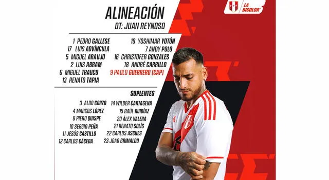 Alineación confirmada de Perú   