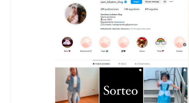 Captura de pantalla de Instagram de Samahara Lobatón.   