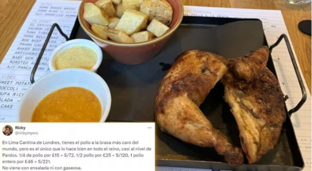 El pollo a la brasa más caro del mundo, con un costo mayor a 200 soles.