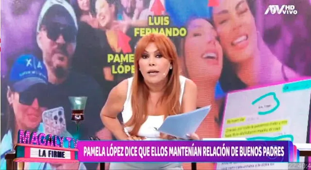 <em>Magaly Medina sorprendida ante pruebas que unen a Pamela López y Luis Fernando. Captura: ATV </em>   