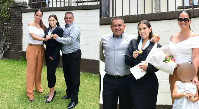Gianella Marquina junto a sus padres Melissa Klug y Raúl Marquina.  