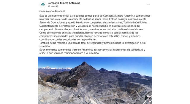 Antamina emite comunicado tras brutal accidente en Arequipa que dejó un muerto y un herido: Antamina emite comunicado tras brutal accidente en Arequipa que dejó un muerto y un herido: