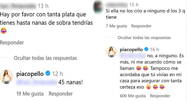 María Pía Copello respondiendo a los mensajes de sus detractores.  