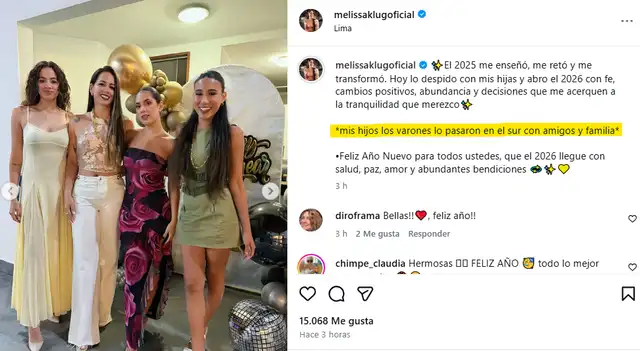 <em>¿Melissa Klug sufre por ausencia de sus hijos? Captura: Instagram </em>   