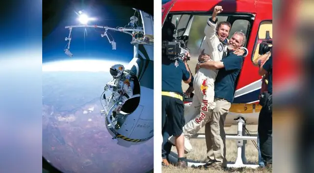 Felix Baumgartner rompió la barrera del sonido en caída libre.