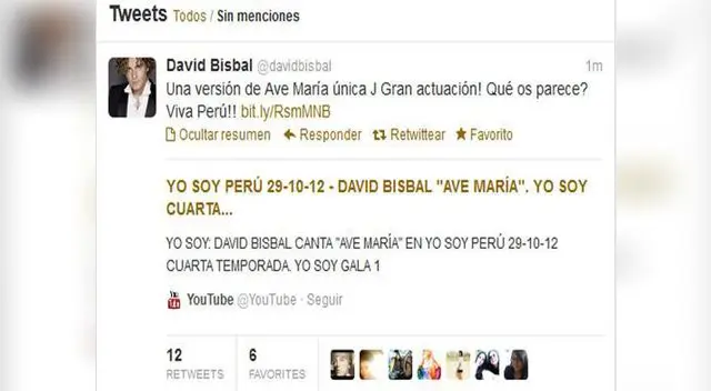 David Bisbal en Twitter.