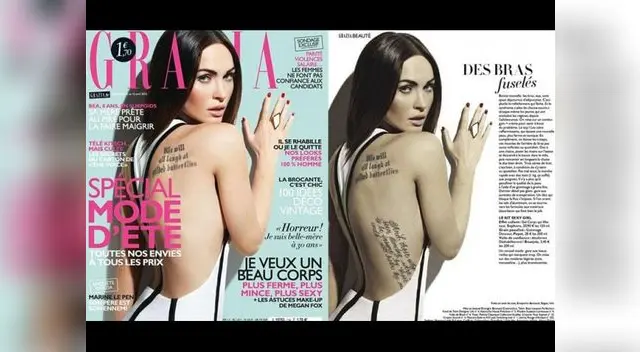 3: El tatuaje móvil: Revista hizo desaparecer en la portada un tatuaje de Megan Fox que apareció en foto interior. 3: El tatuaje móvil: Revista hizo desaparecer en la portada un tatuaje de Megan Fox que apareció en foto interior.