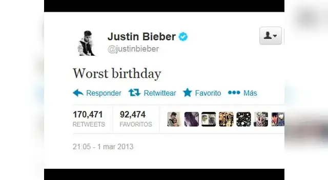 Mensaje en twitter de Justin Bieber Mensaje en twitter de Justin Bieber