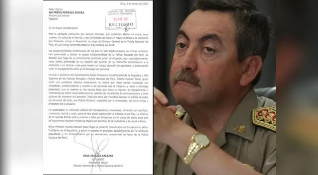General Raúl Salazar renunció al cargo de Director de la Policía Nacional del Perú.