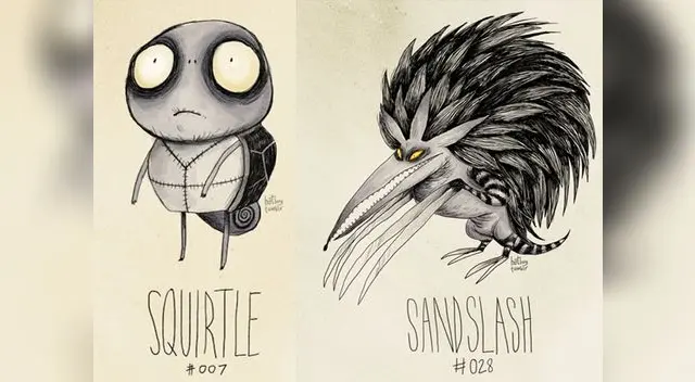 Los personajes de Pokemon desde la visión de Tim Burton.