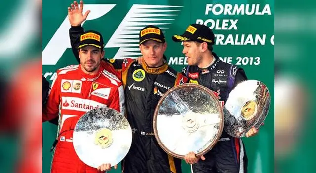Kimi Raikkonen, Fernando Alonso y Sebastian Vettel lograron el podio de Australia en la primera fecha de la Fórmula 1. Kimi Raikkonen, Fernando Alonso y Sebastian Vettel lograron el podio de Australia en la primera fecha de la Fórmula 1.