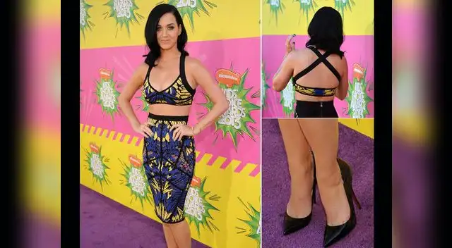 Katy Perry derrochando sensualidad en la alfombra naranja de los Kids Choice Awards.