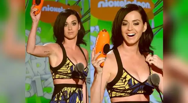 Katy Perry recogiendo su premio a Artista Femenina Favorita en los Kids Choice Awards.