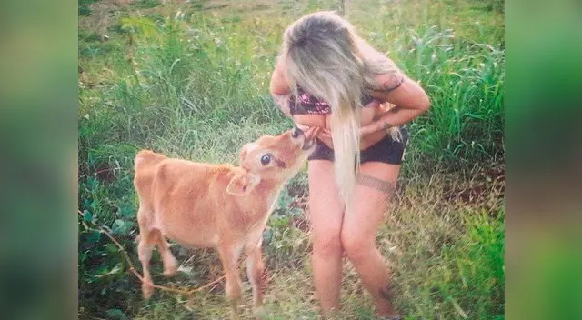 Instagram: Modelo Sabrina Boing amamantó a terneros.