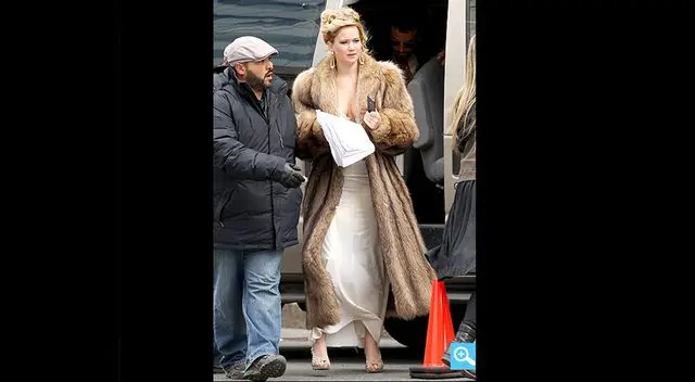 Jennifer Lawrence en el set de grabación de su nueva película.