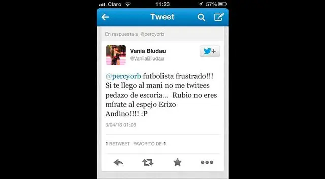 Combate: Vania Blundau lanzó insulto racista en Twitter.