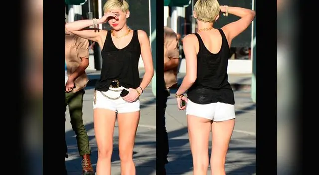 Miely Cyrus muestra sus nalgas y piernas largas.