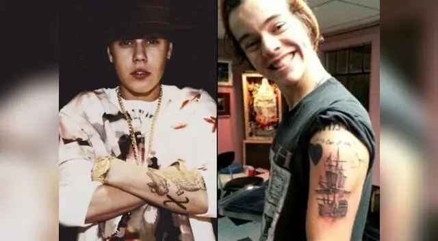 Justin Bieber y Harry Styles tienen una peligrosa adicción a los tatuajes. Justin Bieber y Harry Styles tienen una peligrosa adicción a los tatuajes.