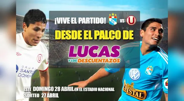 Lucas y Los Descuentazos te lleva a ver a Cristal vs. Universitario. Lucas y Los Descuentazos te lleva a ver a Cristal vs. Universitario.