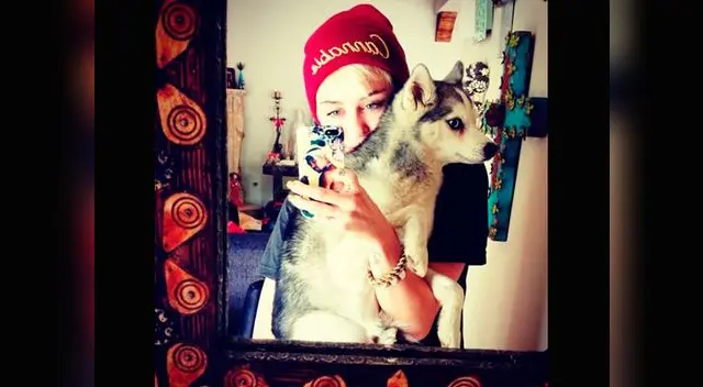 Miley Cyrus y su pequeño Floyd. Miley Cyrus y su pequeño Floyd.