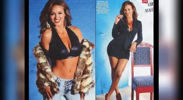 Angie Arizaga en sexu sesión de fotos para la revista Magaly TeVe.