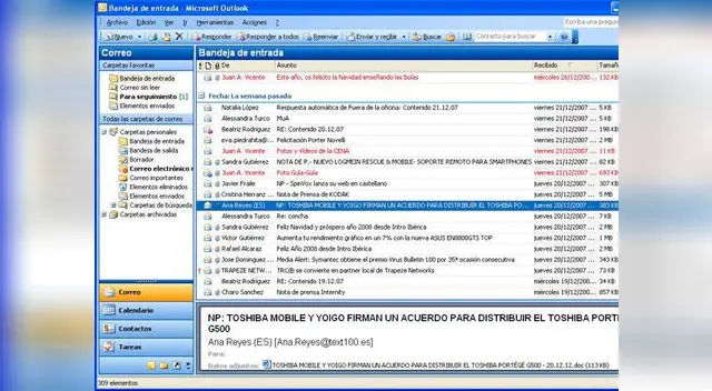 Crea carpetas en Outlook.