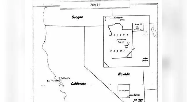 Mapa de la ubicación la famosa Área 51.