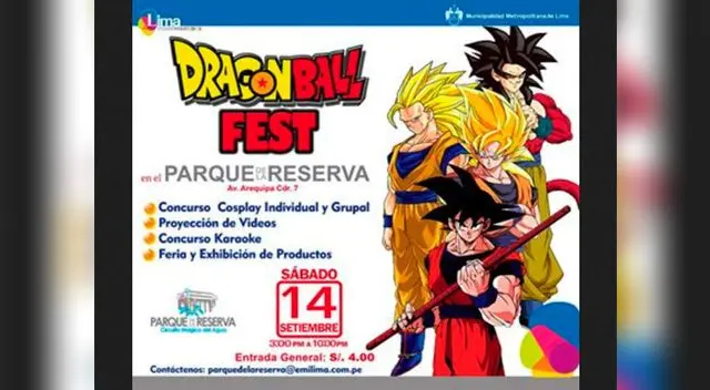 Dragon Ball Fest: Lima, sede de evento en el Parque de la Reserva. Dragon Ball Fest: Lima, sede de evento en el Parque de la Reserva.
