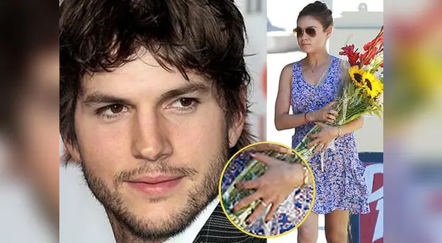 Mila Kunis luce sospechoso anillo y enciende rumores de boda con Ashton Kutcher.