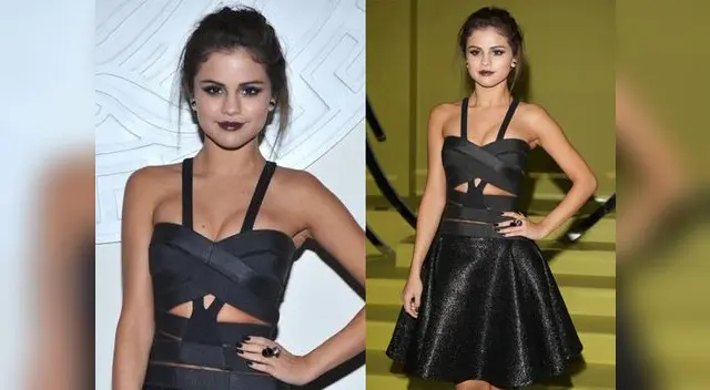 Selena Gomez luce deslumbrante de Versace Negro Selena Gomez luce deslumbrante de Versace Negro