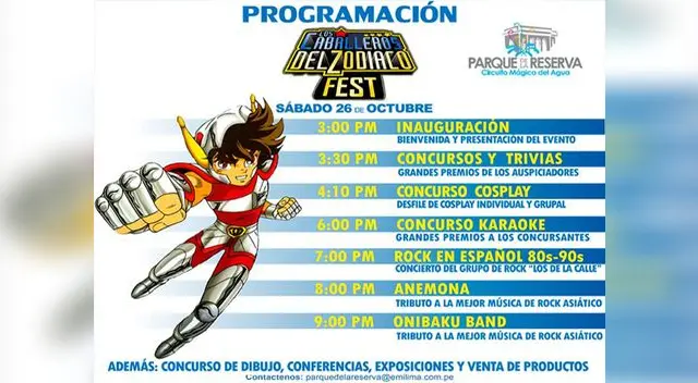 Caballeros del Zodiaco Fest este 26 de octubre: conozca la programación Caballeros del Zodiaco Fest este 26 de octubre: conozca la programación