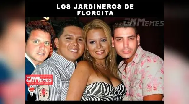 Flor Polo y sus tres jardineros.