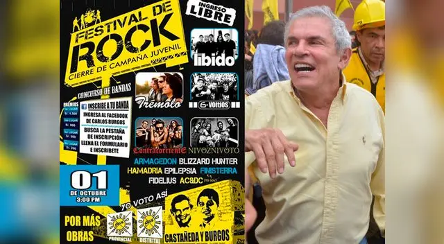 Estos son los grupos de rock que cantarán en cierre de campaña de Luis Castañeda Lossio Estos son los grupos de rock que cantarán en cierre de campaña de Luis Castañeda Lossio