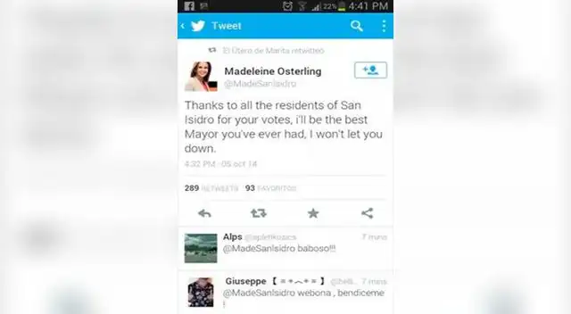 Esta es la cuenta de Twitter que se hace pasar como la de Madeleine Osterling Esta es la cuenta de Twitter que se hace pasar como la de Madeleine Osterling