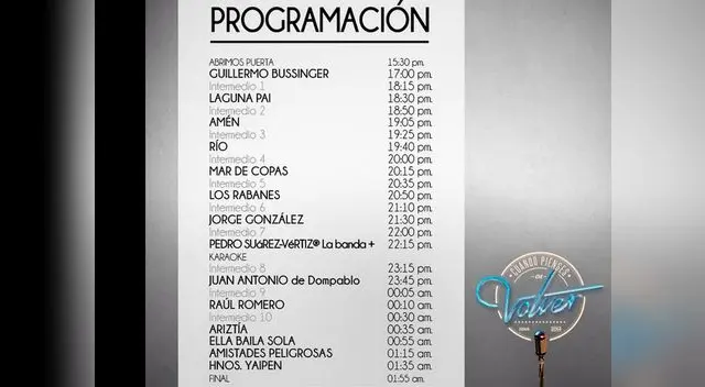 Programa completo del concierto 'Cuando pienses en volver' Programa completo del concierto 'Cuando pienses en volver'