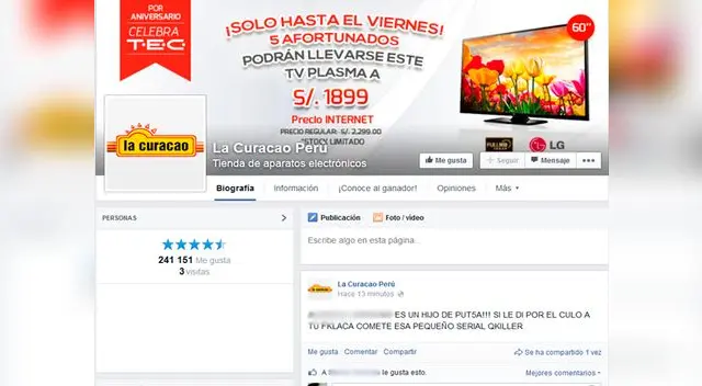 Facebook La Curazao se vio atacado por hacker.