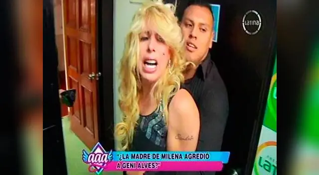 Geni Alves, momento después de jalarse los cabello con Milena Zárate. Geni Alves, momento después de jalarse los cabello con Milena Zárate.