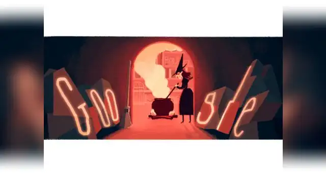 Google y un doodle con brujas por Halloween