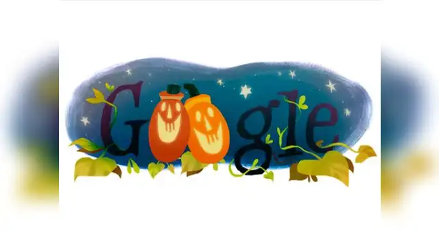Google y un doodle con calabazas por Halloween