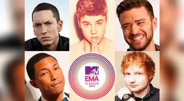 Justin Bieber, Pharrell, Timberlake, Eminem y Ed Sheeran a Mejor Artista Masculino