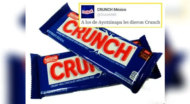 Este tuit de chocolates 'Crunch' generó una ola de indignación.