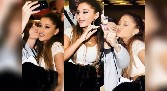 La cantante se tomó selfies con sus fanaticos en el aeropuerto Barajas.