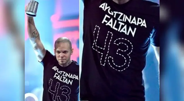 Presentador mejicano pide deportación de René Pérez, 'Residente' de Calle 13 por usar camiseta alusiva a crimen de Ayotzinapa.