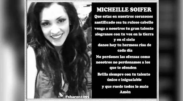 La imagen que circula en Twitter con la oración a Michelle Soifer. La imagen que circula en Twitter con la oración a Michelle Soifer.