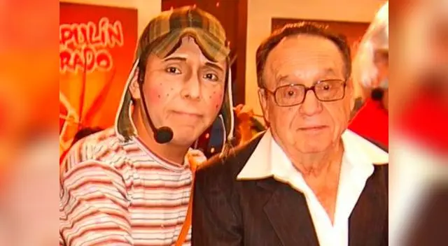 Edwin Sierra y Chespirito en foto que el imitador peruano guarda como oro.
