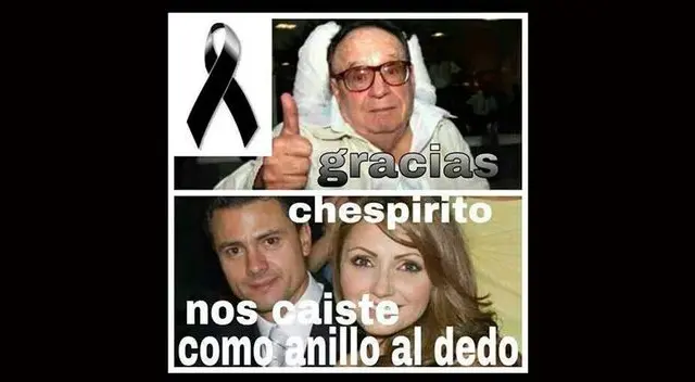 Memes critican a Peña Nieto por aprovecharse de la muerte de Gómez Bolaños. 
