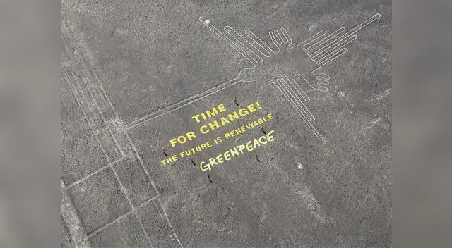 Activista de Greenpeace llegaron hasta las líneas de Nazca para enviar un mensaje a la COP 20.