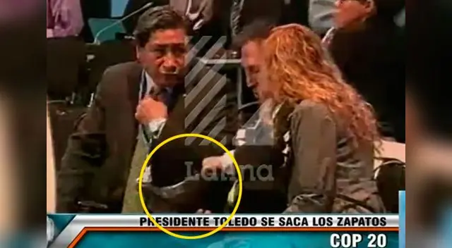 Toledo se quitó zapatos frente a su esposa y Julca. Toledo se quitó zapatos frente a su esposa y Julca.