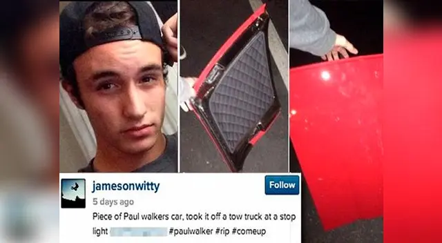 Sujeto que robó partes del auto donde murió Paul Walker, fue condenado a la cárcel.