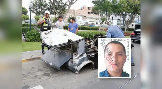 Este es el auto destrozado del taxista. Al lado, el Audi de Brichani Aybar. Este es el auto destrozado del taxista. Al lado, el Audi de Brichani Aybar.